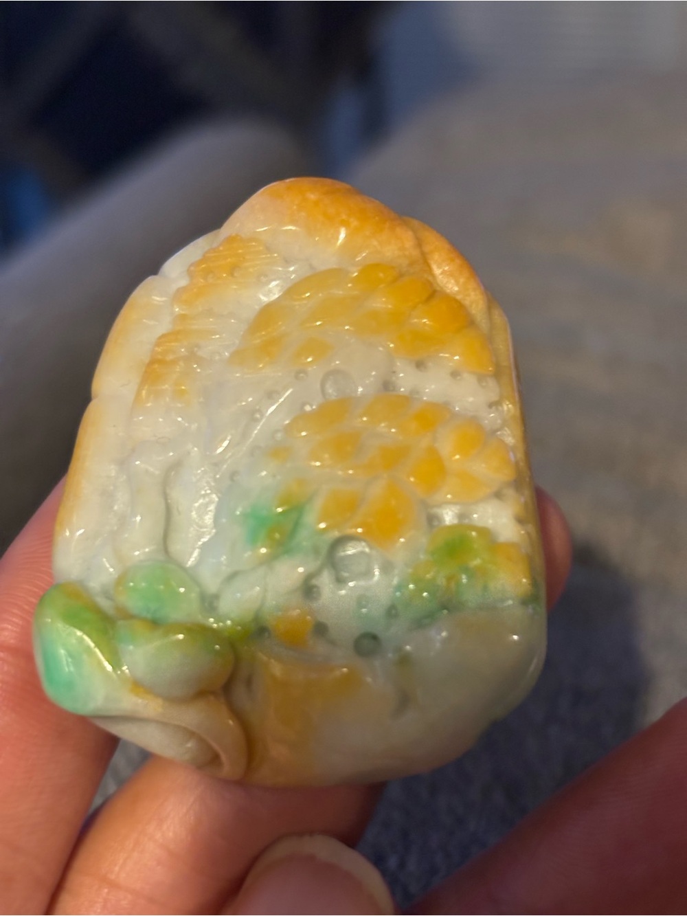Burma Jadeite Pendant in Yellow, Green, and White